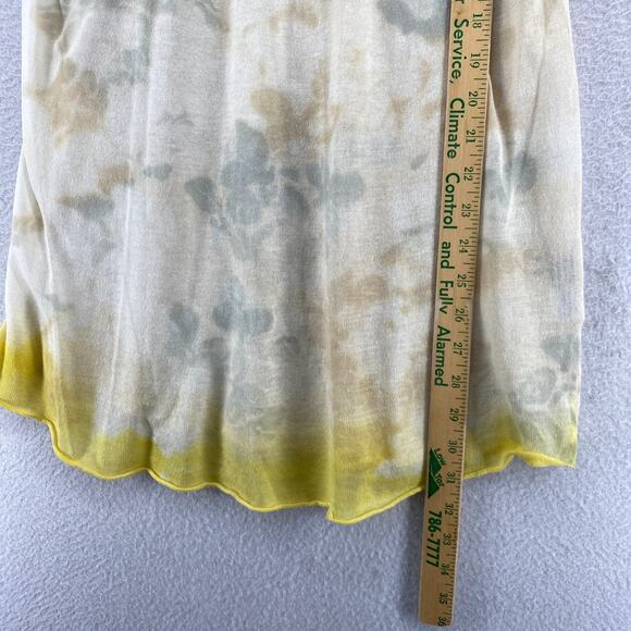 MARIKA CHARLES Sweater 2 Tie Dye Tunic Pleated Scoop Neck Elbow Sleeve Yellow - Picture 10 of 14